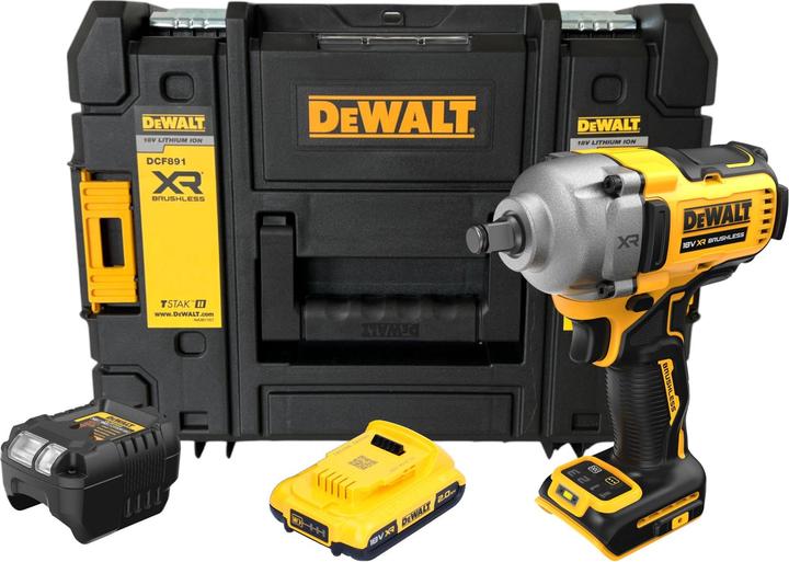 Actual product image DeWalt DCF 891 D1T Akku Schlagschrauber 18 V 1084 Nm 1/2" Brushless + 1x Akku 2,0 Ah + Ladegerät + (Battery operated)