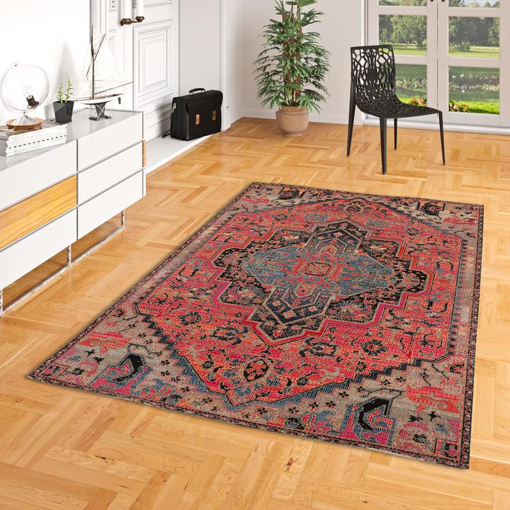 Actual product image Pergamon Kurzflor Designer Teppich Modern Vintage Orient Muster (120 x 170 cm)