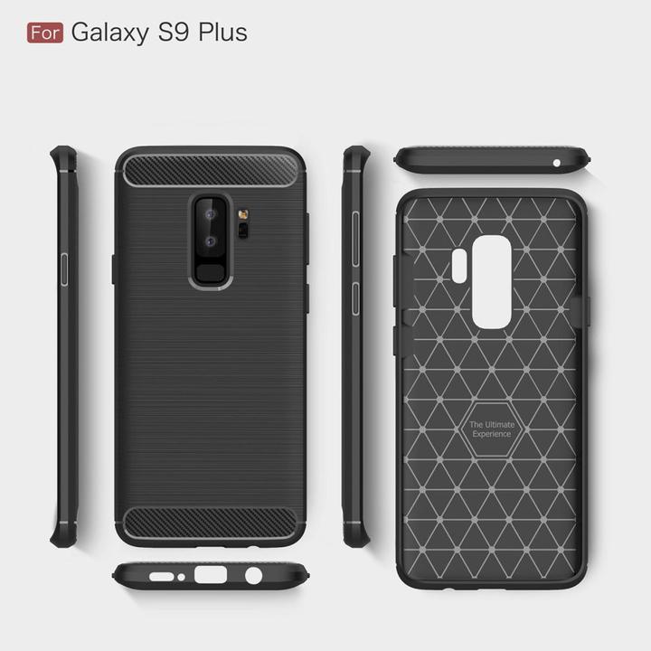 Produktbild König Design Hülle Handy Schutz für Samsung Galaxy S9 Plus Case Cover Bumper Carbon TPU Blau (Samsung Galaxy S9+)