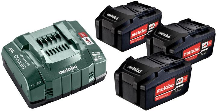 Metabo 18V Ersatzakku 3 x 5.2 Ah + Ladegerät Basic-Set (18 V)