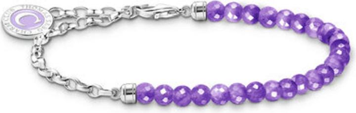 Thomas Sabo Member Charm Armband mit Gliedern und imitiertem Amethyst Silber (19 cm, Emaille, 925er Silber)