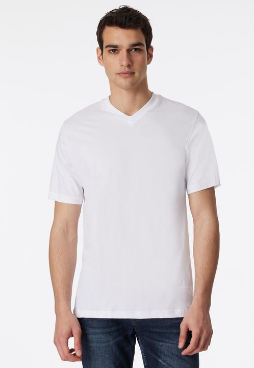 Image du produit Schiesser Lot de 2 t-shirts américains pour hommes avec col en V, 100% coton (S)