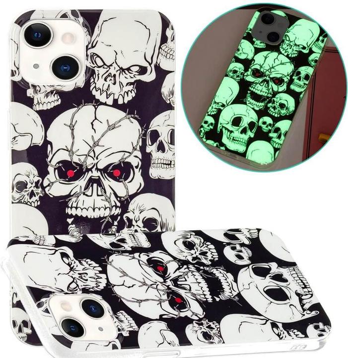 Produktbild Cover-Discount iPhone 15 Plus - Nachtleuchtende Silikon Hülle Totenkopf (Apple iPhone 15 Plus)