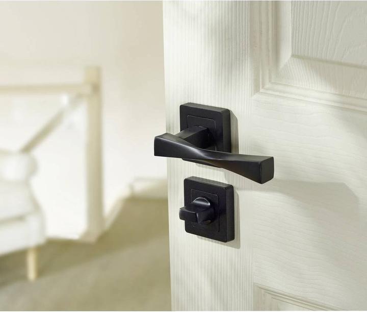 Produktbild Yale Schwarzer Türgriff - Verona - Badezimmer-Türgriff mit Knaufrosette, 8x8 mm (Türgriff)