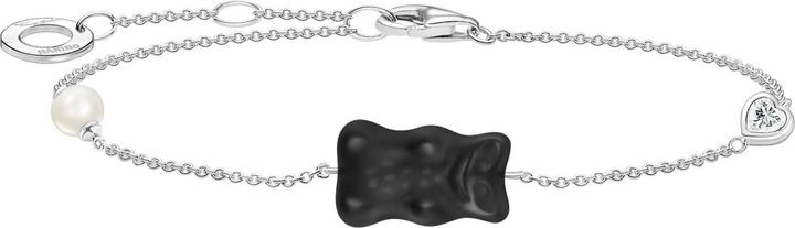 Immagine prodotto Thomas Sabo Bracciale con orso in oro nero, perla e pietra (19 cm, Argento 925, Perla coltivata in acqua dolce)