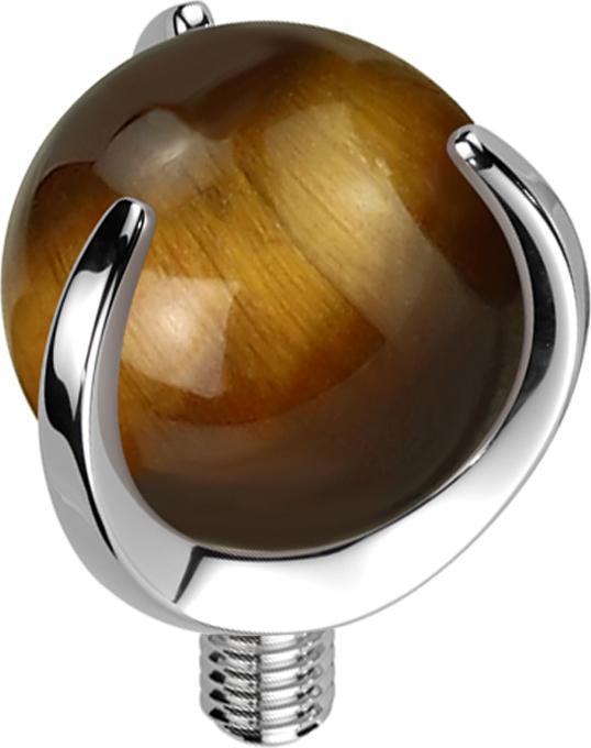 Image du produit Star Piercing Dermal Anchor argent Boule Oeil de tigre serti de pierre (sans laiton, Titane G23, Minéral)