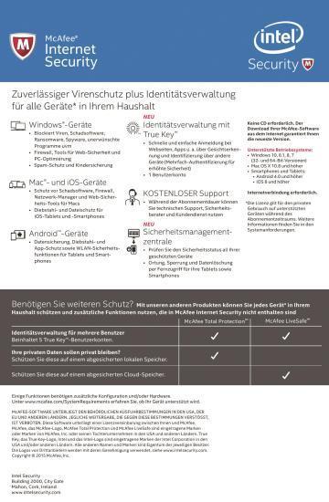 Produktbild McAfee Internet Security 2016 Unlimited Devices(Code in a box) (12 Monate)