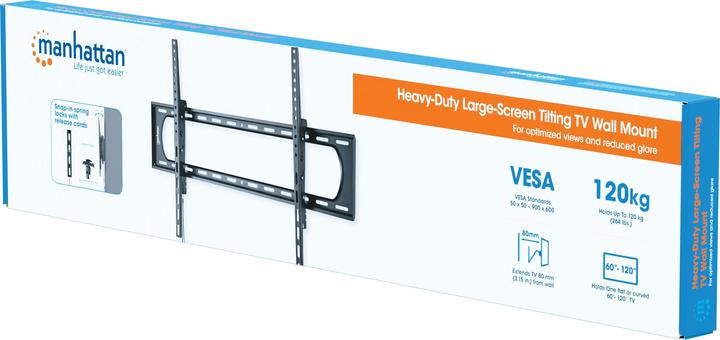 Image du produit Manhattan Support TV mural inclinable avec capacité de charge particulièrement élevée pour les grands écrans (Mur, 120", 120 kg)