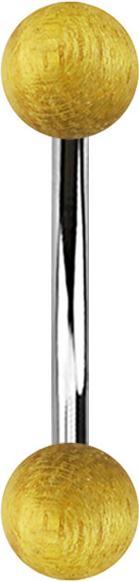 Produktbild Star Piercing Banane silber mit zwei Kugeln aus Jackfruit Holz (Chirurgenstahl 316L, ohne Messing, Organisch)