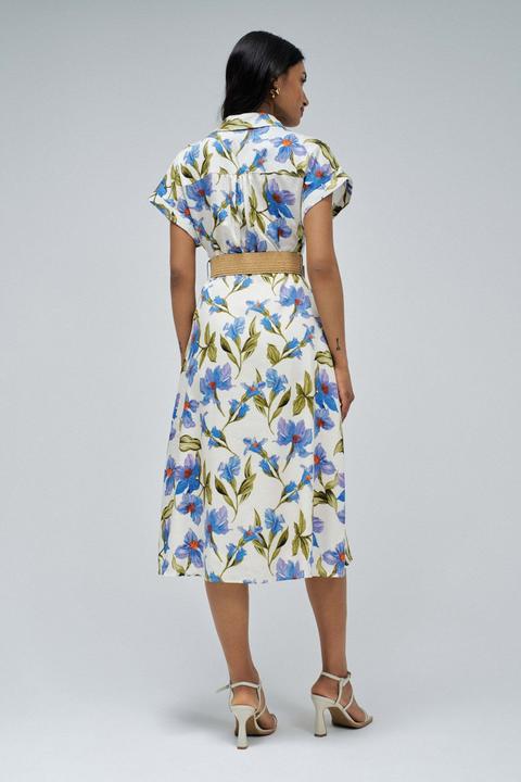 Produktbild Salsa Jeans Midikleid Linen Shirt Dress With Front Buttoned Belt (L)