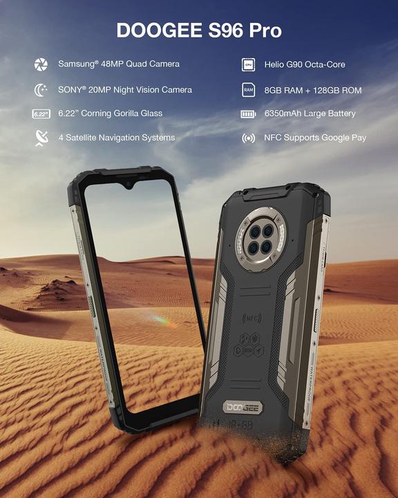 Produktbild Doogee S96 Pro (128 GB, Mineral Black, 6.22", Dual SIM + SD, 48 Mpx, 4G)
