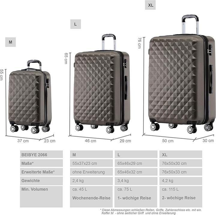 Produktbild Beibye Trolley Koffer Coffee (115 l, M (50 - 90l), L (90 - 115l), XL (ab 115l))