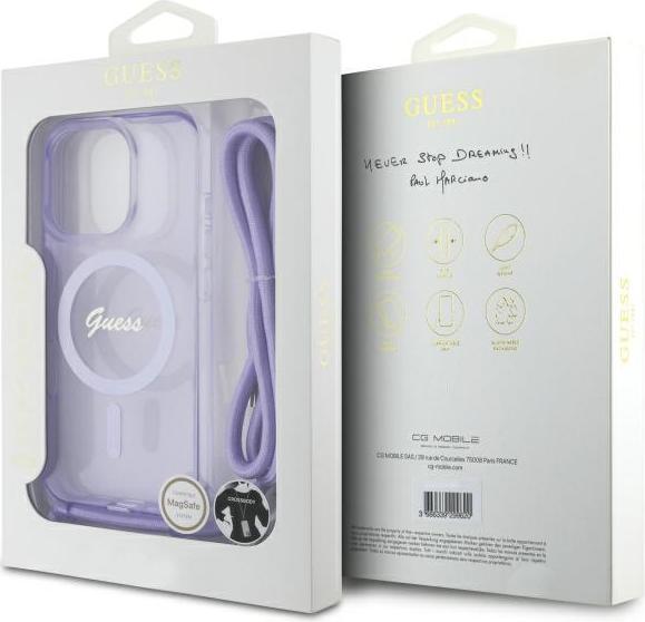 Image du produit Guess GUHMP16XHCTSGNSU iPhone 16 Pro Max 6.9" fioletowy/pourpre hardcase Cord Cord Script MagSa