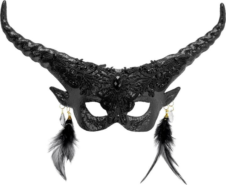 Actual product image Widmann Commedia Dell'Arte Mask Black Devil with Horns