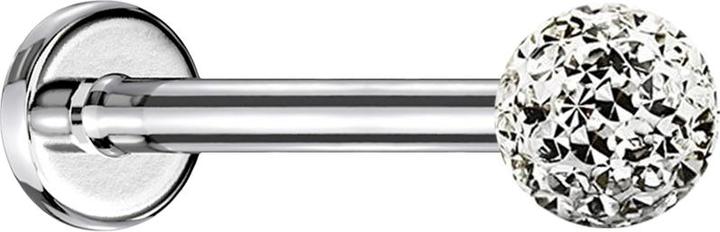 Image du produit Star Piercing Micro Labret argenté avec boule de cristal argentée et couche de protection en époxy (sans laiton, Acier chirurgical 316L)