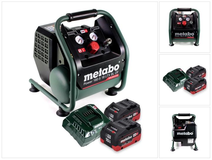 Produktbild Metabo Power 160-5 18 LTX BL OF Akku Kompressor 18 V 8,0 bar Brushless + 2x Akku 10,0 Ah + (5 l)