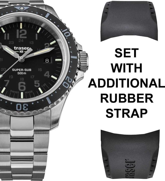 Immagine prodotto Traser H3 109376 P67 T25 SuperSub Set Nero 46 mm Orologio subacqueo 50ATM (Orologio sub, 46 mm)