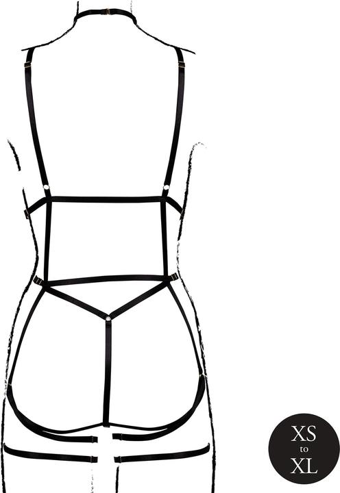 Produktbild Le Désir Strappy Open Cup Body Harness with Garters - One Size - Black (One Size)