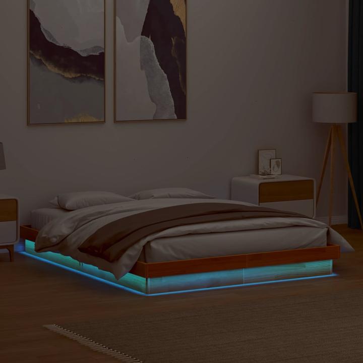 Produktbild VidaXL Bett mit LED-Beleuchtung Kiefer (160 x 200 cm)