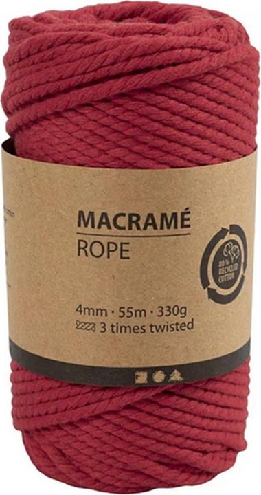Produktbild Creativ Company Baumwollgarn Macramé Kordel Rot (55 m)