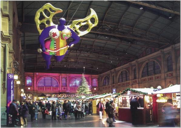Produktbild Postkarte Zürich A6 Weihnachtsmarkt im Hauptbahnhof Zürich