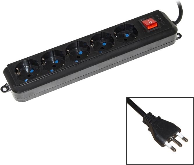 Immagine prodotto Presa Multipla 5 Schuko Con Interruttore Cavo 1,5mt Nera (1.50 m)