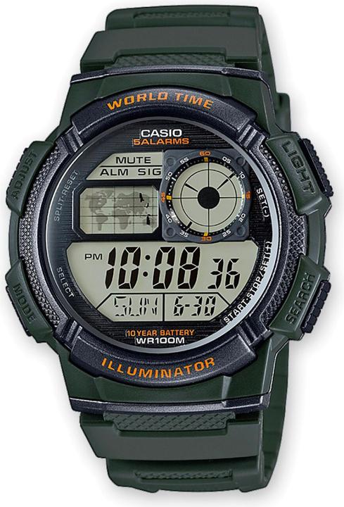 Casio Mod. WORLD TIME ILLUMINATOR - 5 alarmes, 10 Year battery (44 mm)