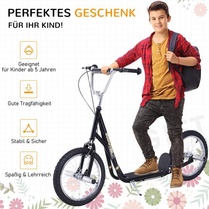 Actual product image Homcom Children's scooter With handbrake, extra thick pneumatic tyres, height-adjustable handlebars
