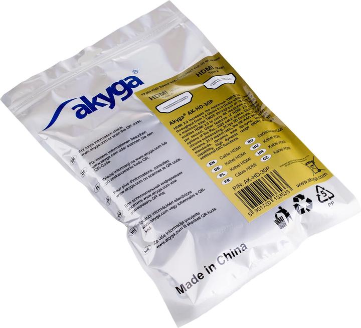 Image du produit Akyga Câble HDMI - HDMI 3m argent (AK-HD-30P) (3 m, HDMI)