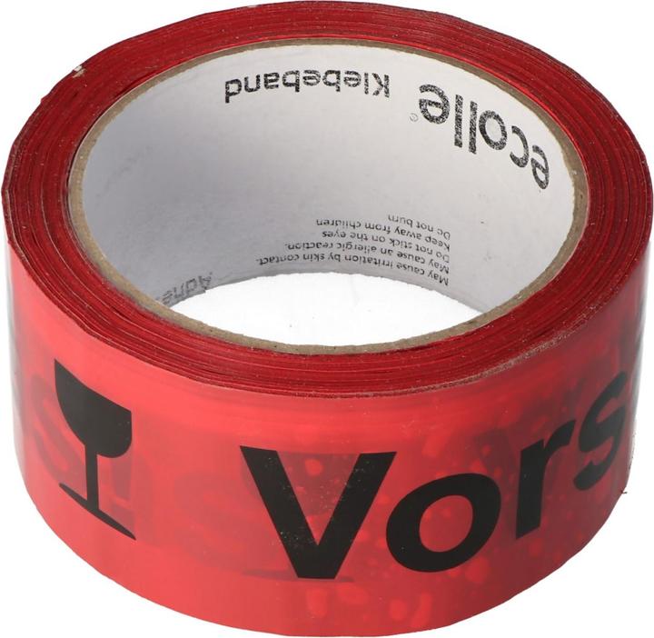 Produktbild AccuCell Klebeband Vorsicht Glas 6er Pack in roter
