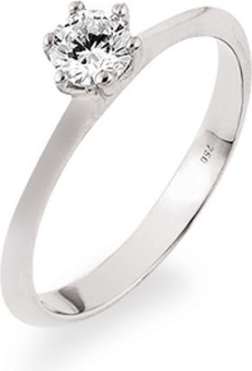 Image du produit Natsumi Schmuck Bague Solitaire en or blanc 18C/750 avec zirconium (56, Or 750/18 K)