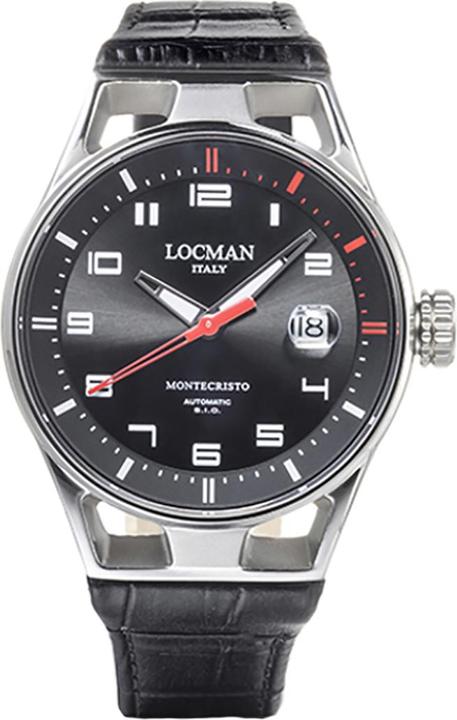 Locman Italy Herrenuhr Montecristo Automatik schwarz 41 mm Ref. 0541 (Uhr mit Schmuckstein, 41 mm)