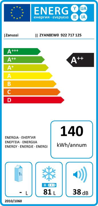 Label énergétique Zanussi Congélateur A (Autonome, 85 l)