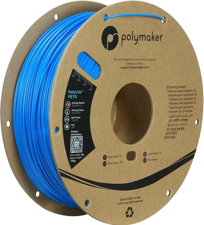 Immagine prodotto Polymaker PolyLite PETG (PETG, 1.75 mm, 1000 g, Blu)