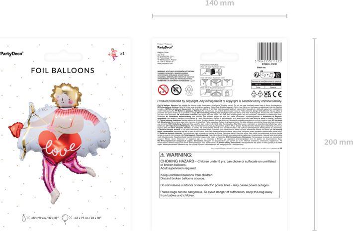 Image du produit Partydeco Foil balloon Cupid, 82x99 cm, mix (1 pkt / 1 pc.)