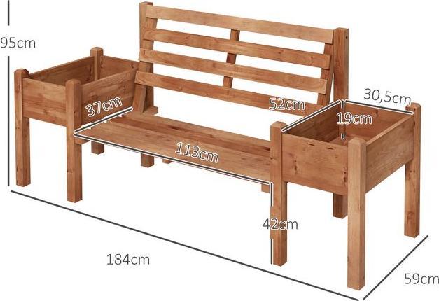 Produktbild Swisshandel24 Gartenbank, 2-Sitzer Sitzbank, Holzbank, mit Blumenkasten, bis 240kg