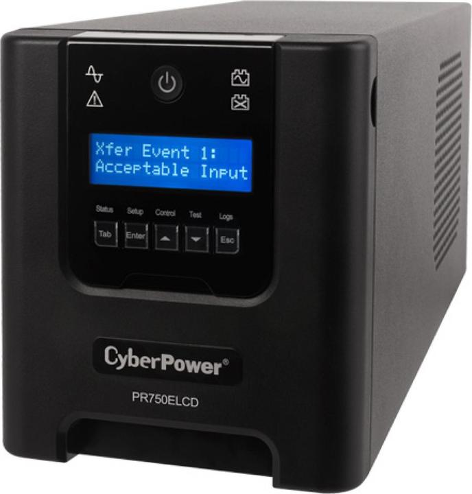 Produktbild Cyberpower PR750ELCD Line-Interactive 750VA/675W Sinsuwelle AVR LCD Ausgang(6) IEC RS232 USB HID EPO SNMP (O... (750 VA, 675 W, Line-Interaktiv USV)
