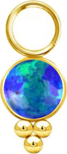 Star Piercing Anhänger vergoldet Opal blau mit Kugeln (ohne Messing, Chirurgenstahl 316L)