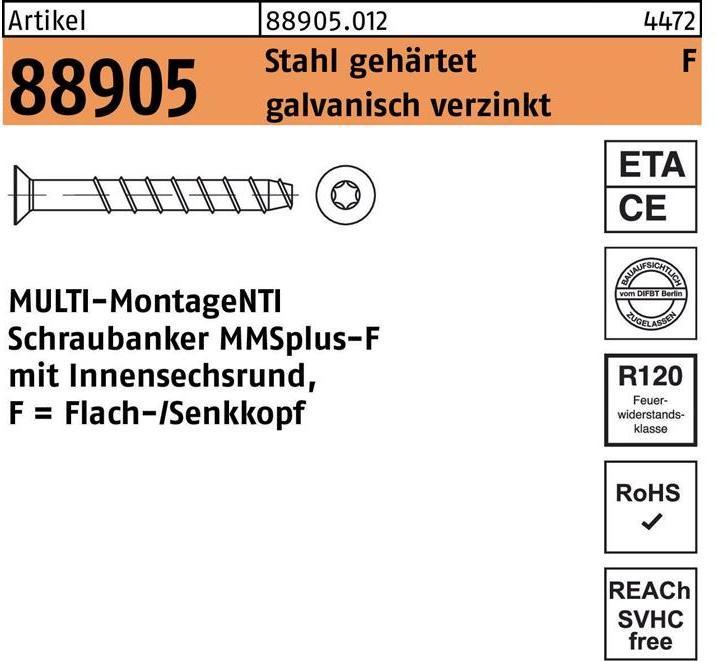 Produktbild Heco MULTI MONTI plus F Schraubanker 7,5 x 100 mm 50 Stück ( 48517 ) Betonschraube, Senkkopf, T-Driv (50 Schrauben pro Stück)