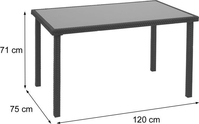 Produktbild Swisshandel24 Poly-Rattan Tisch, Gartentisch Balkontisch, 120x75cm - braun (120 cm)