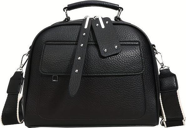 Actual product image Only-Bags.Store Fashion PU Leather Handbag, Trendy Shell Shoulder Bag, Soldi Colour Crossbody Bag