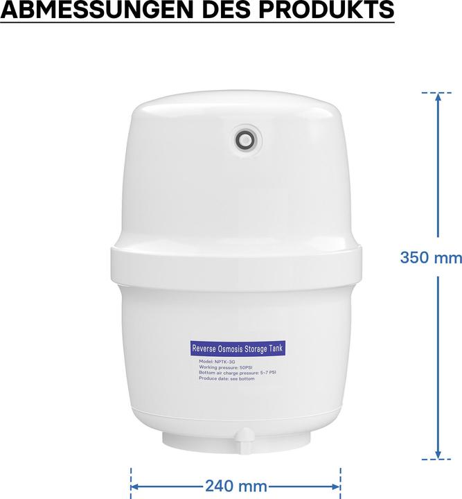 Produktbild Naturewater Umkehrosmose 3 G Wassertank 11,35 L Wasser Container lebensmittelecht