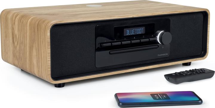 Actual product image Thomson MIC300IBT bw/wood Micro system 60W,FM,Bluetooth,CD,USB,Induction charging (Bluetooth, CD player, 2x 30 W)