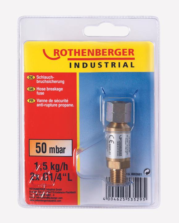 Produktbild Rothenberger Industrial SICHERHEITSDRUCKREGLER Schlauchbruchsicherung 50 mbar, Anschluss 2xG 1/4" L