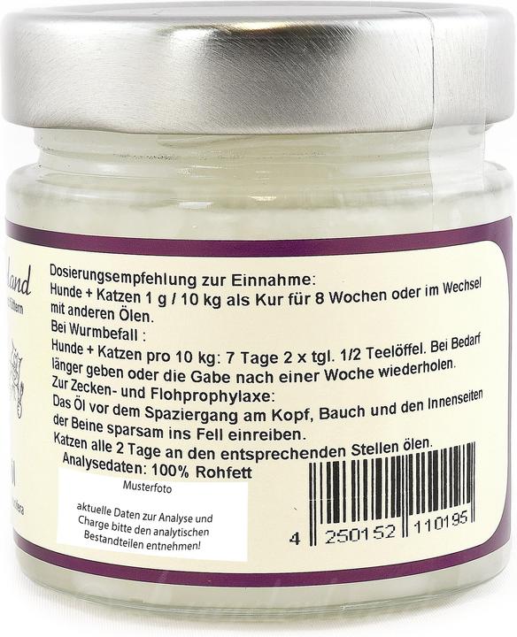 Actual product image Lunderland Organic coconut oil for coat care 200 ml (Adult, 1 pcs., 360 g)