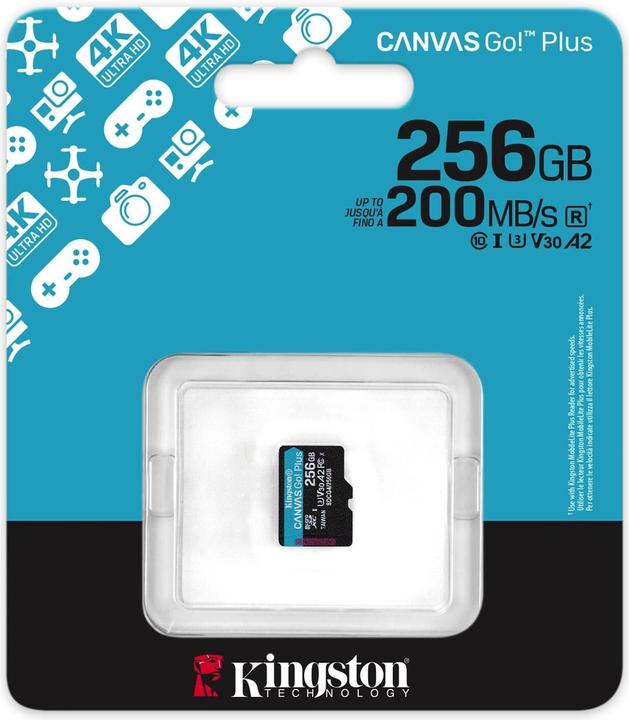 Produktbild Kingston Card Canvas Go Plus MicroSD 256GB (256 GB, microSDXC, U3, UHS-I)