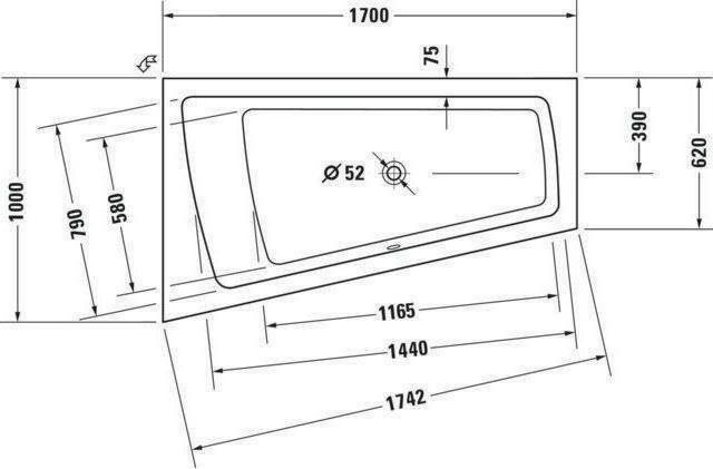 Actual product image Duravit Space-saving bath Paiova 100 x 170 cm white smooth 7002120000000 (180 l, 170 cm, 100 cm)