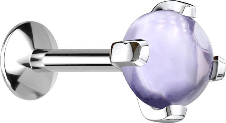 Star Piercing Micro UFO Labret Innengewinde silber Amethyst Stein (ohne Messing, Mineralisch, Chirurgenstahl 316L)