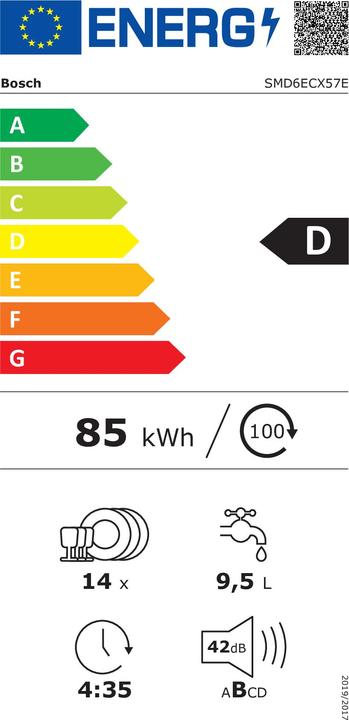 Label énergétique Bosch Hausgeräte SMD6ECX57E