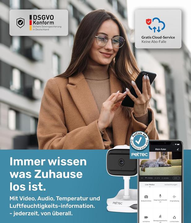 Image du produit PetTec Überwachungskamera mit App und Nachtsicht